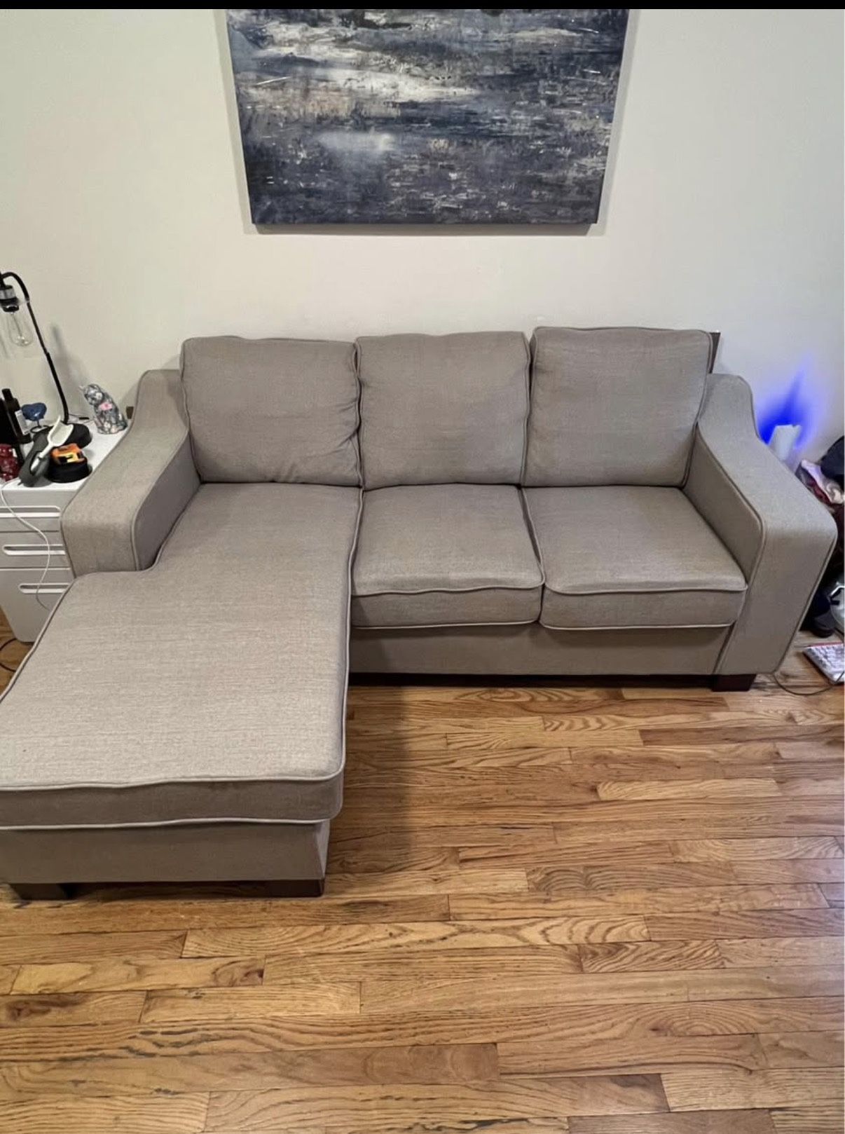 Grey Couch With Reversible Chaise