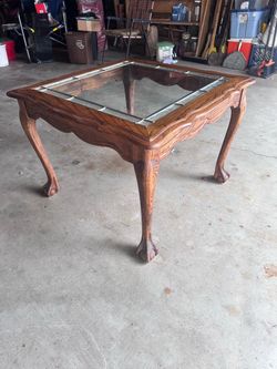 Wood and Glass Top Coffee Table