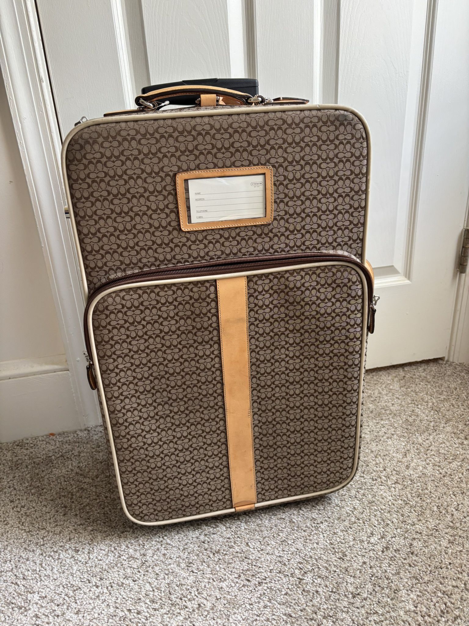 Vintage COACH leather suitcase beige- F05421