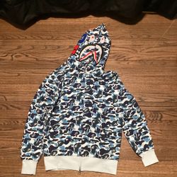 Light Blue Camo Zip Up Hoodie