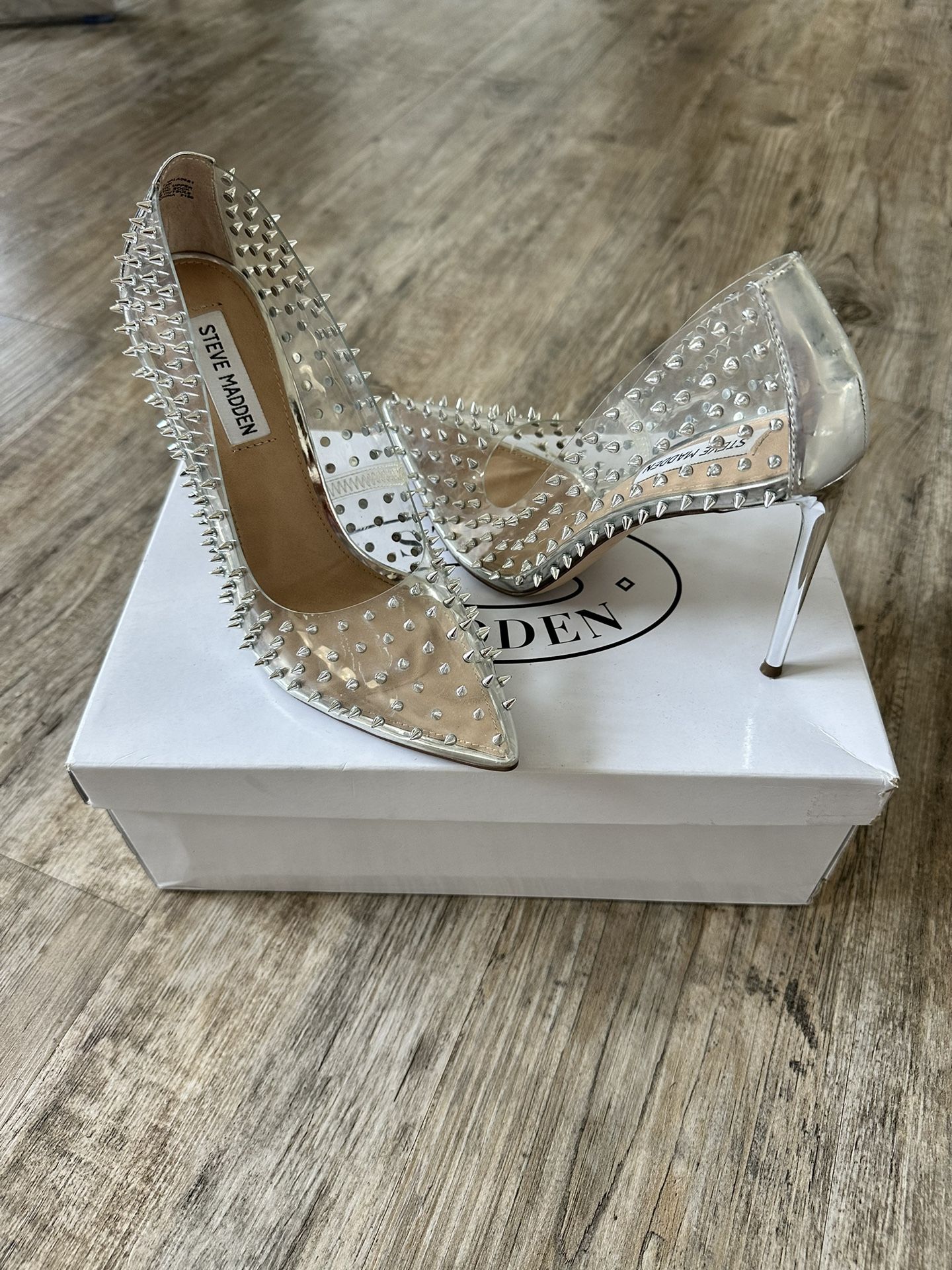 Clear with Silver Spike Heels