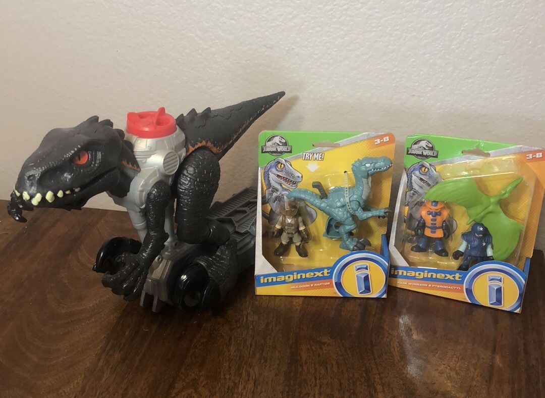 Imaginext Jurassic World Park Workers and PTERODACTYL Figures Playset NEW * Turn the Power Pad to send the dinosaur stomping forward * Walking Indor