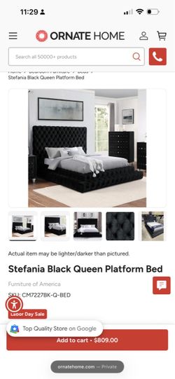 Black queen upholistered bed frame