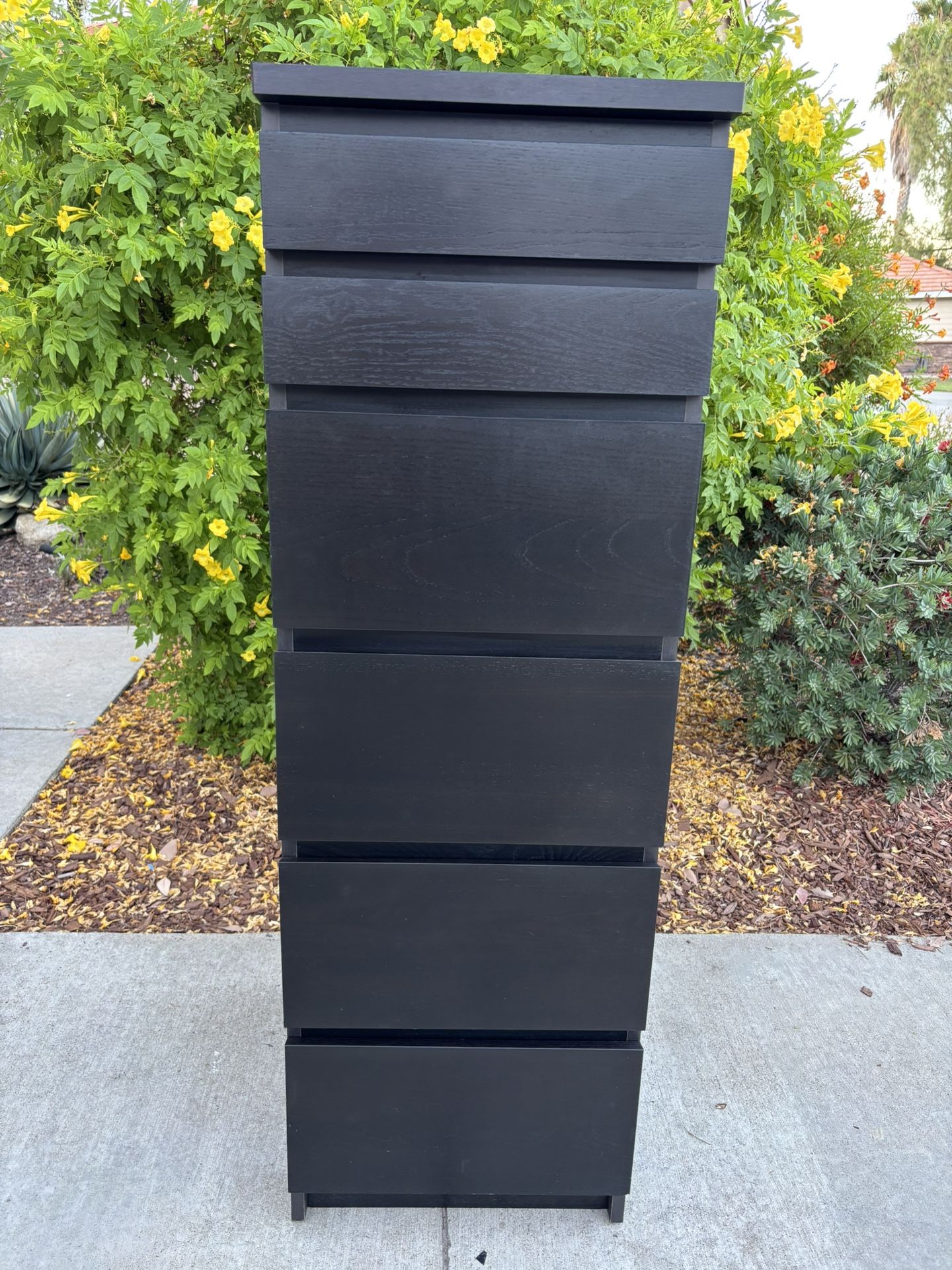 Black Modern 6 Drawer Dresser Chest of Drawers Vanity Furniture Great Condition