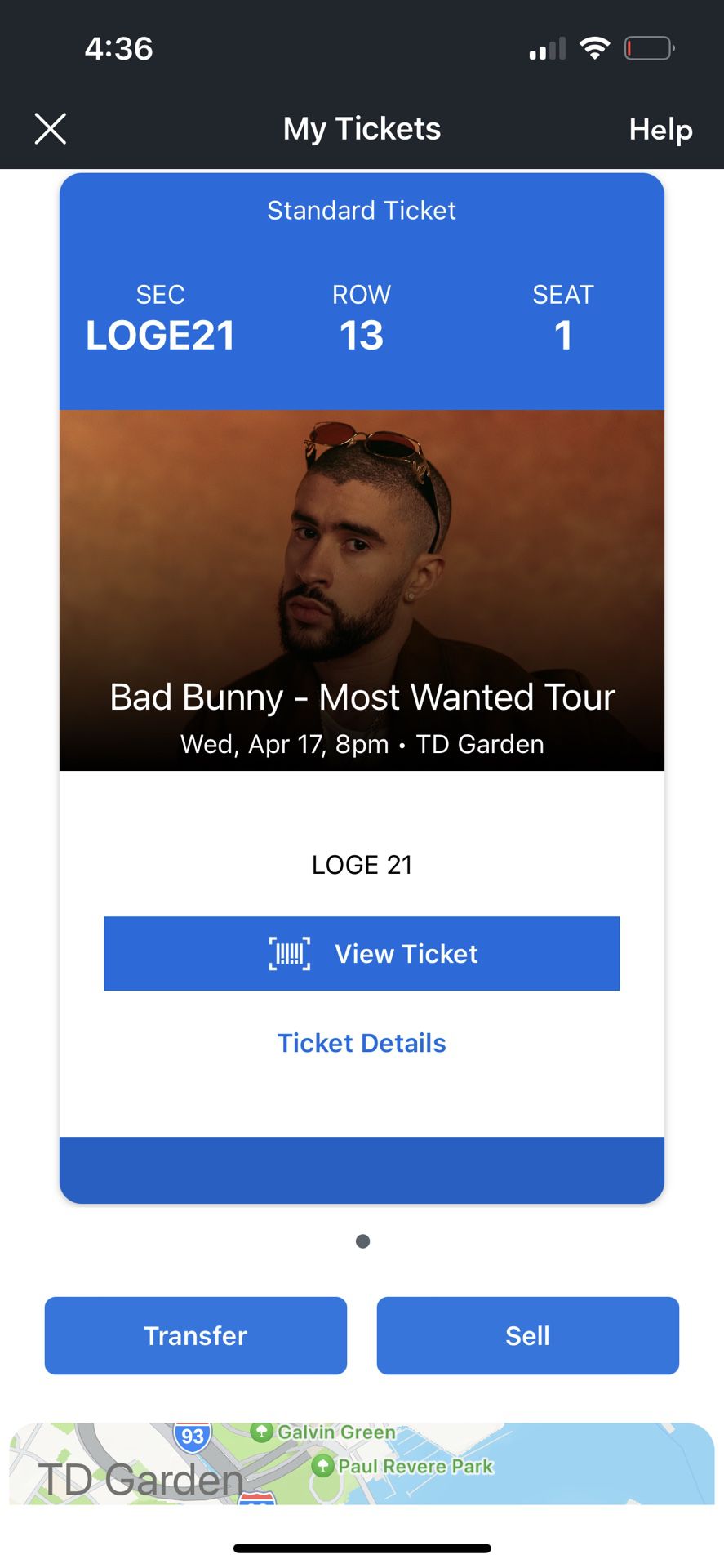 Bad Bunny April 17th Ticket For Sale