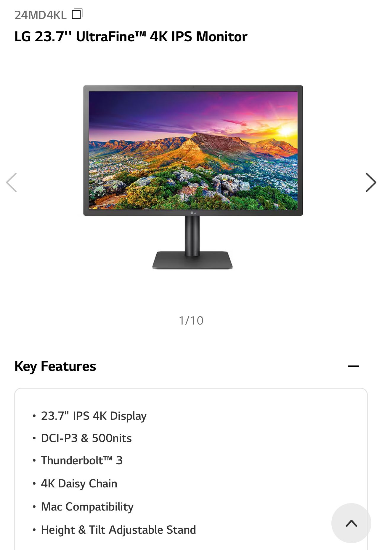 LG 23.7'' UltraFineâ„¢ 4K IPS Monitor