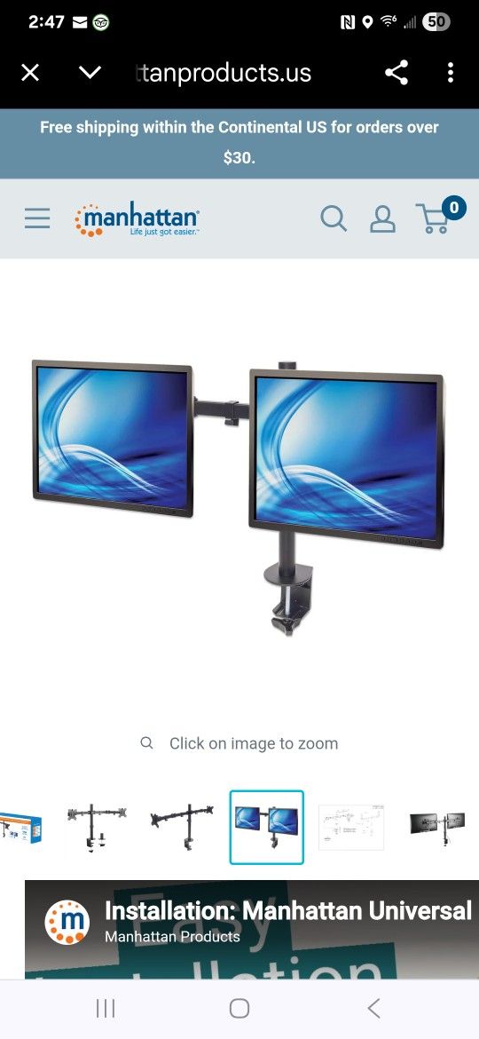 Desk Stand for 2 Monitors with Clamp 13-32" (Missing 2 Monitor VESA Plate)