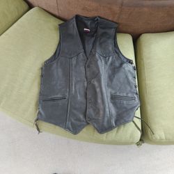 Black Leather Men's Vest Size 40