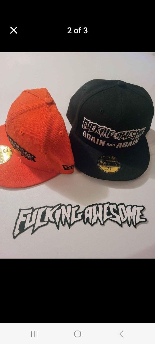 NEW Vry RARE F*cking Awesome New Era Skateboard Hockey FITTED Hat Supreme FA 7 1/2 7 5/8 7 1/4 7 1/8