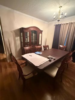 Dining room table China hutch