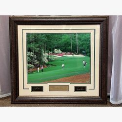 Arnold Palmer and Jack Nicklaus Masters Framed Print. Engraved Signature Series. 