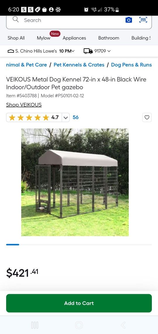 VEIKOUS Large Dog Kennel, Outdoor Dog House with Roof