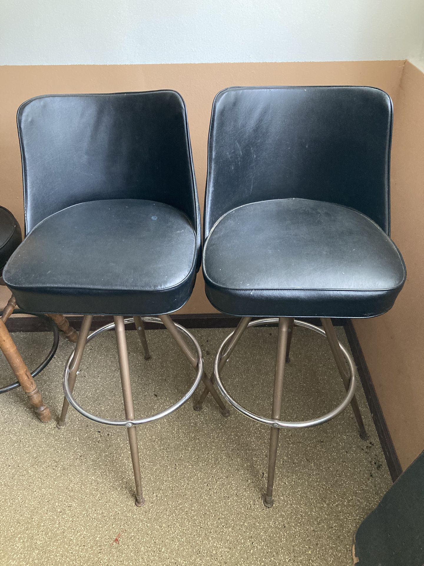 Black Swivel Bar Stool Pair