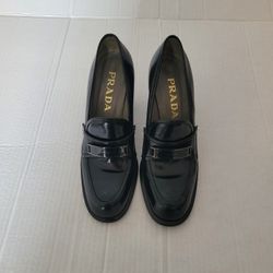 Vintage Prada Leather Loafers Heels
