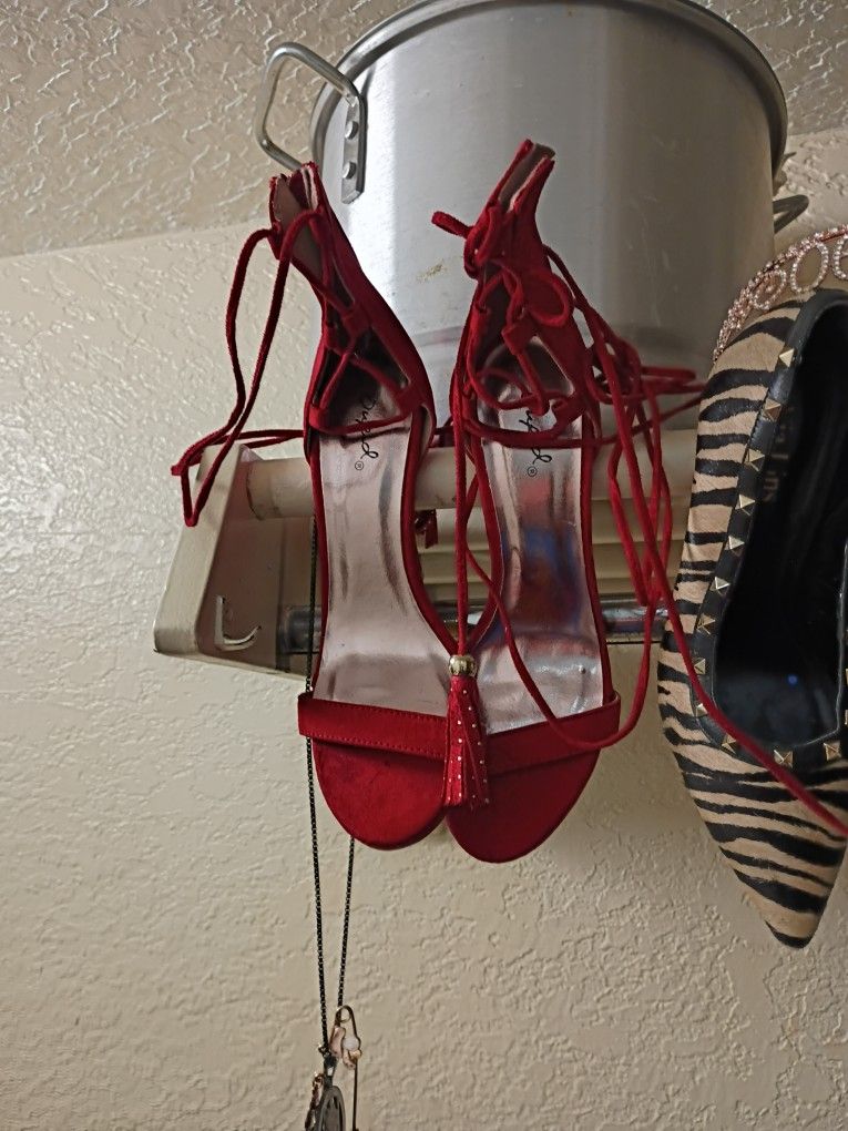 Red Lace Up Pumps