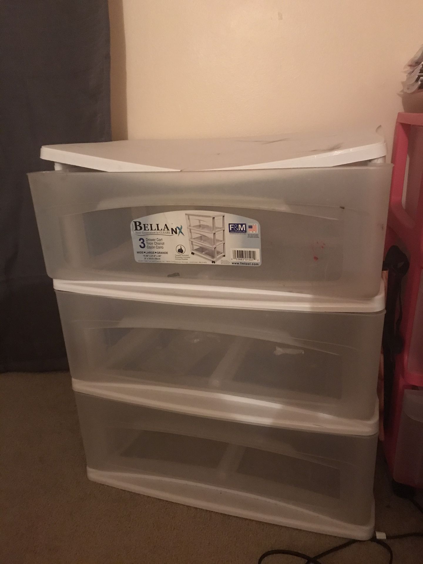 Plastic 3 drawer storage