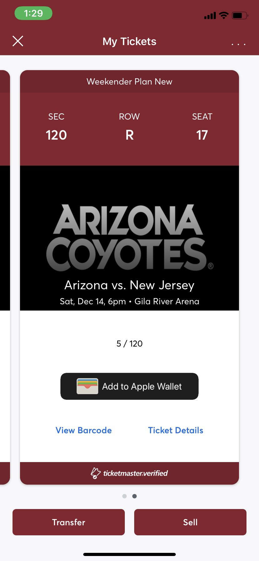 New Jersey Devils vs Arizona Coyotes 2 Lower Level Tickets