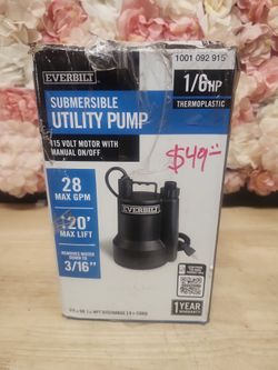 Everbilt
1/6 HP Plastic Submersible Utility Pump