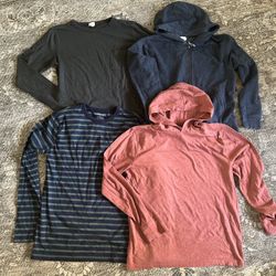 Lot Of 4 J Crew Boys' long-sleeve Hoodie, hooded  & Basic tee XL 12-14