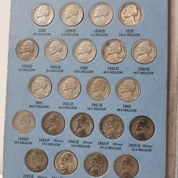 Complete Jefferson Nickel Coin Collection 1938 to 1961