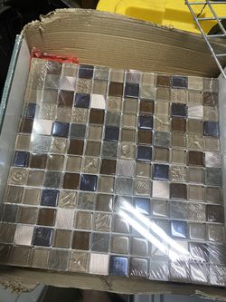 5 Glass tiles. Brown And Beige. New 
