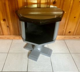 Solid Wooden Octagon Shaped Side Table w/ Glass Top