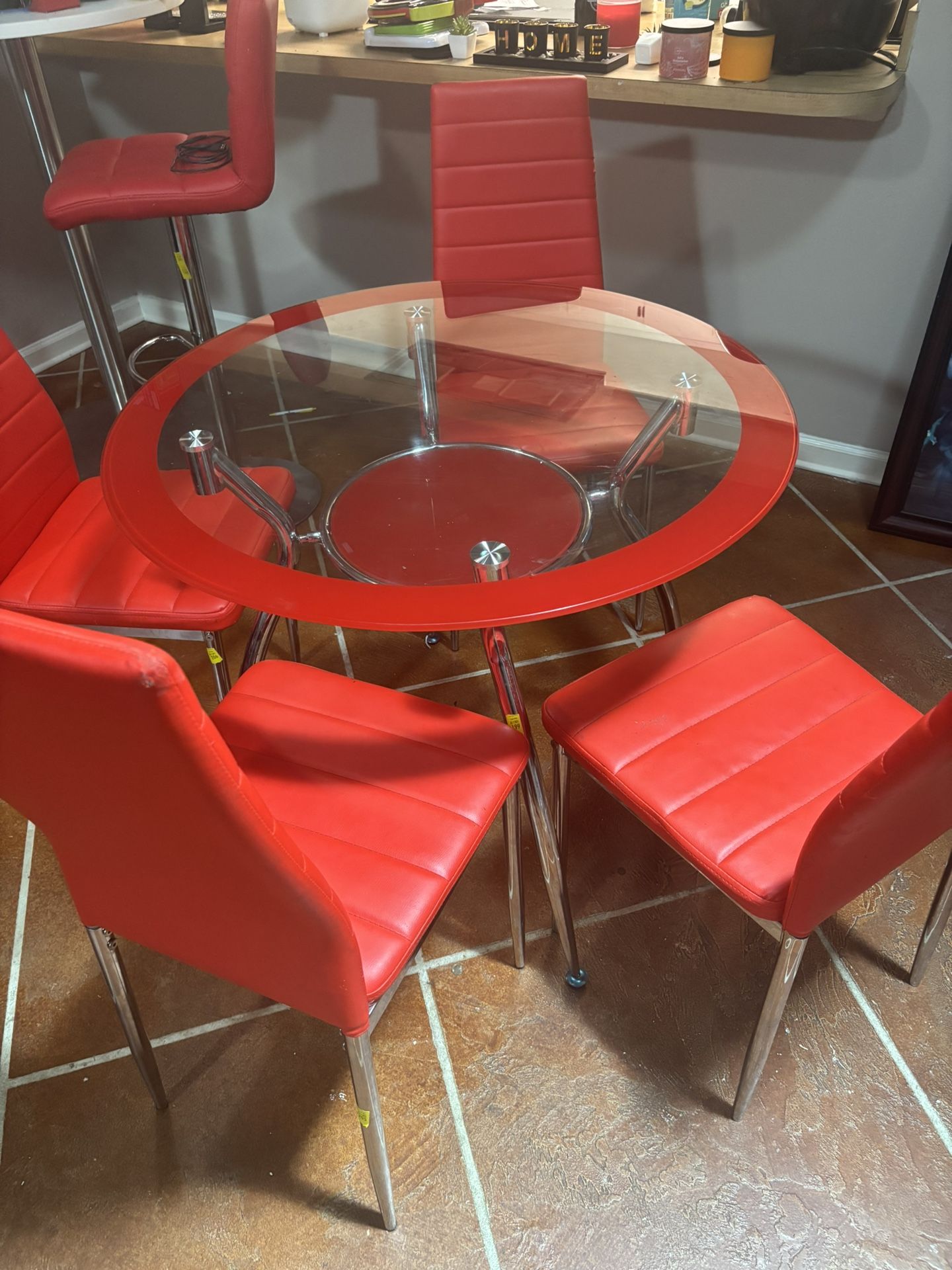 Red Dining Table With Chairs