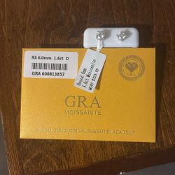 6mm 1.6ct GRA MOISSANITE STERLING SILVER EARINGS