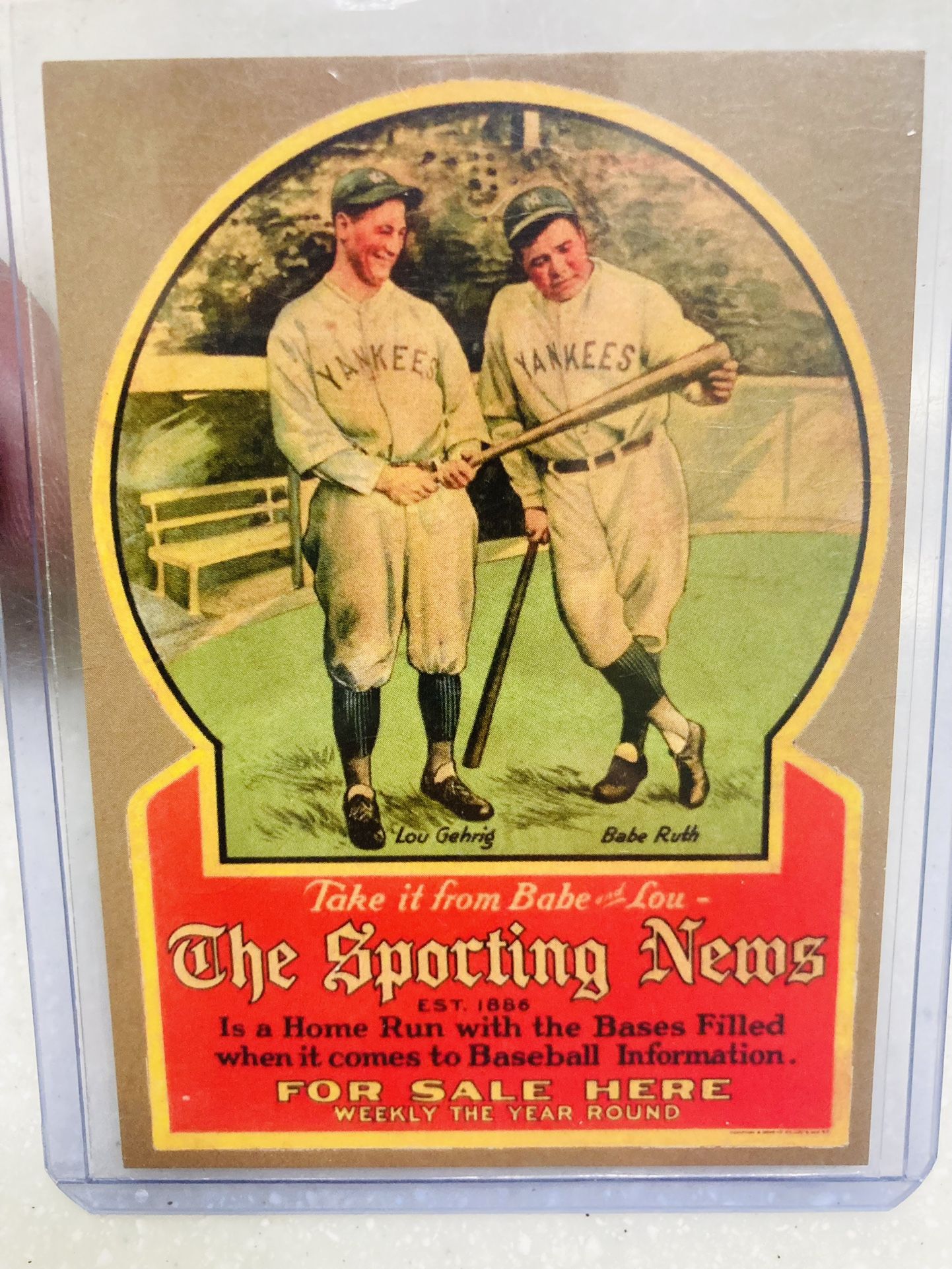 Lou Gehrig & Babe Ruth “The Sporting News” Autographed Card