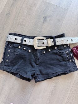 Edgy Y2K / Grunge Black Denim Shorts