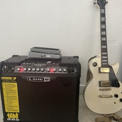 Line 6 Amplifier + Guitar + Wah Pedal