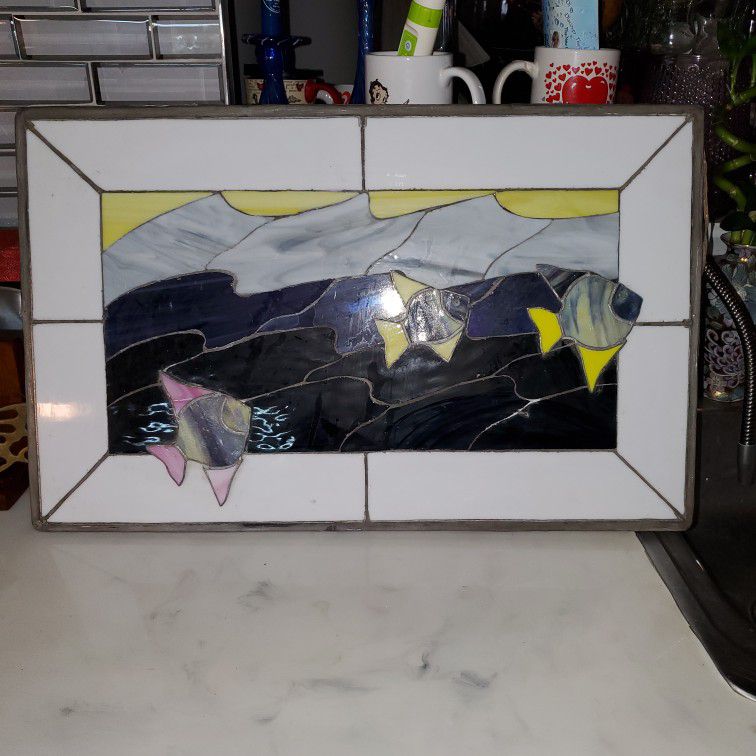 MARINE SEA STAINED  GLASS PICTURE