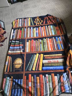 Bookshelf Print Fleece Throw Blanket