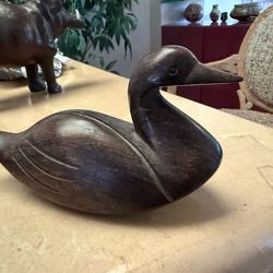 Ironwood Hand-Carved Duck Sculpture – Heavy Solid Wood