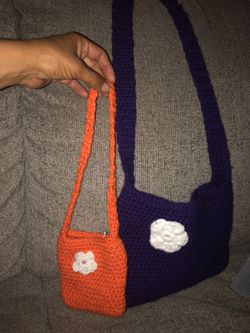 Handmade, crocheted purses