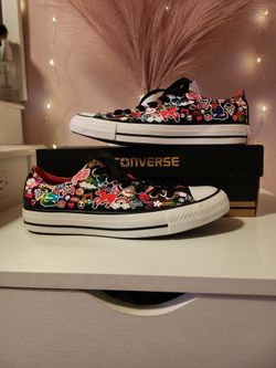 Multicolour Sticker Print Black Converse All Star 