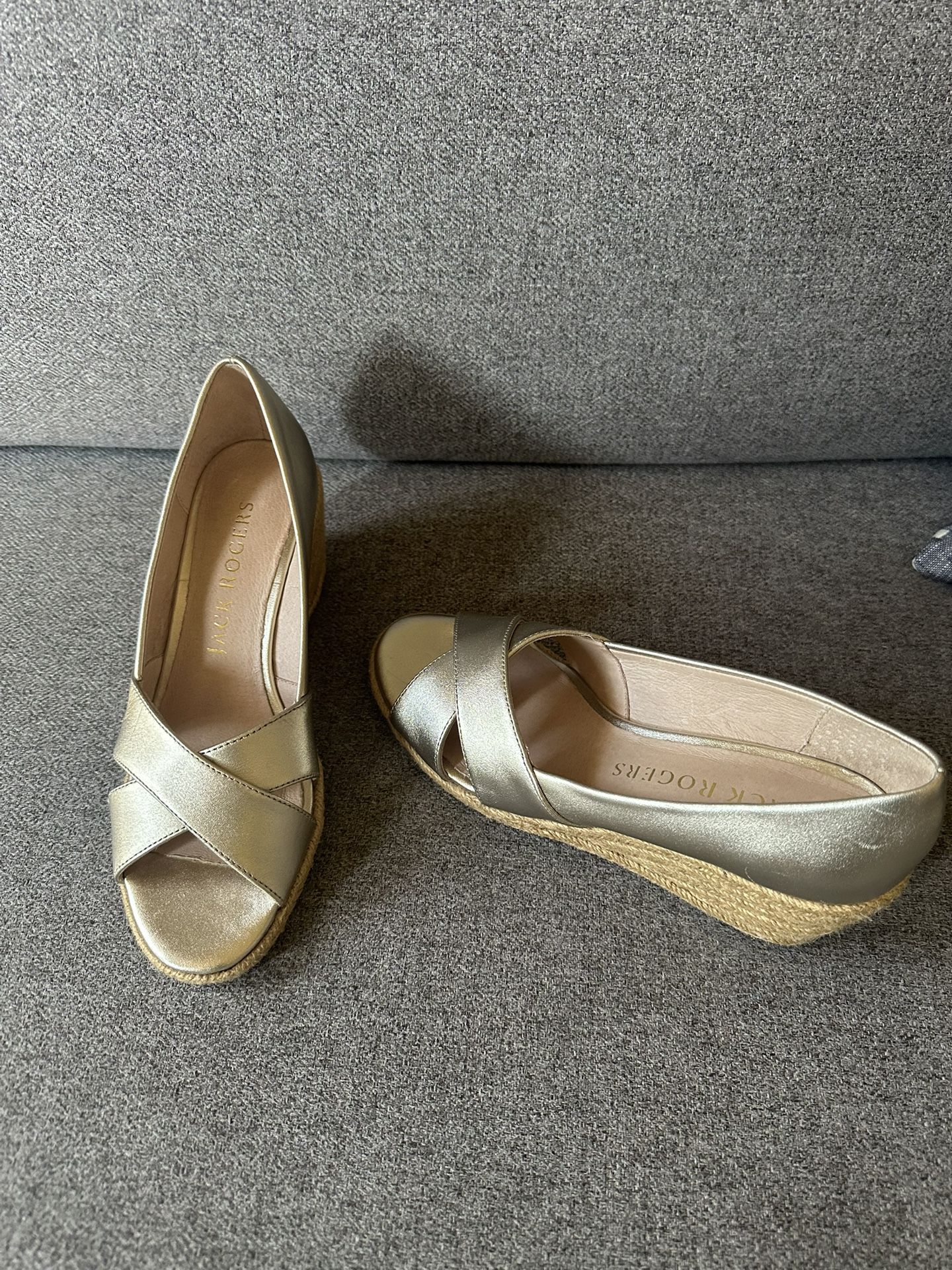 Jack Rogers Wedge Gold Espadrilles. Size 6M