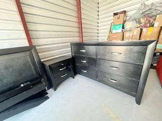 Queen Bedset Black leather