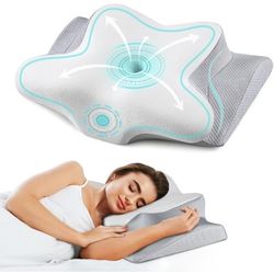 Cervical Neck Pillow - Ergonomic Side Sleeper Pillow for Pain Relief, Contour Cervical Pillow for Sleeping, Memory Foam Pillows for Neck Support, Orth