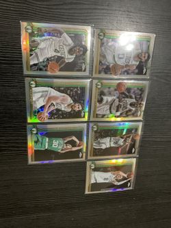 7 Boston Celtics 2025 Topps Chrome Basketball Cards- All Refractors Tatum, Garnett, Jaylen Brown, Etc