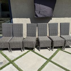 Pottery Barn Huntington Wicker Outdoor Dining Chair - Set Of 6