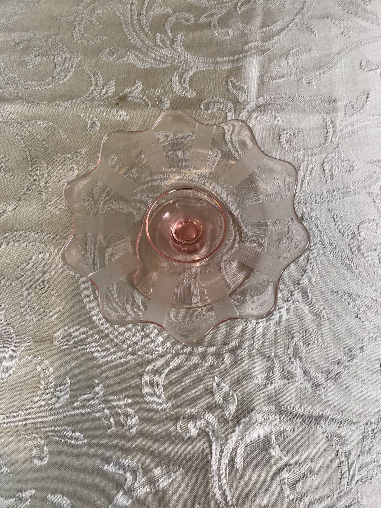 Vintage Anchor Hocking Pink Depression Glass Candy Dish With Pedestal