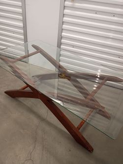 Mid Century "Jacks " Style Glass Coffee Table for Sale