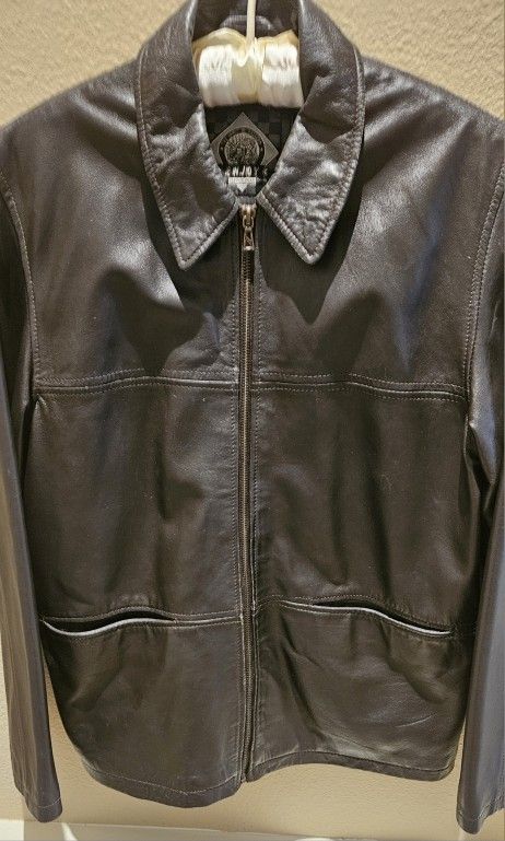 Enjoy Genuine Leather Jacket Used Women Black Size 42 