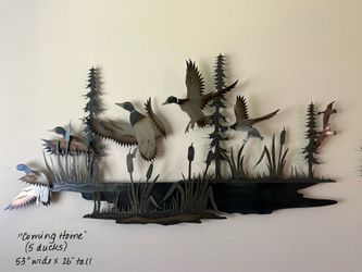 Ken Scott Signed Metal Wall Sculpture Featuring Ducks
