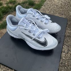 New Nike Men's Alpha Huarache React Elite 4 Cleats White Grey-Size 10