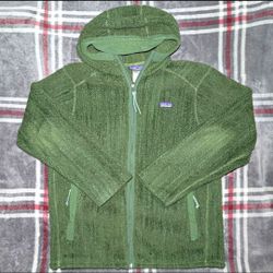 Patagonia Arctos Hooded Striped Pattern Pile Sweater Rare Green Men’s M Matrix