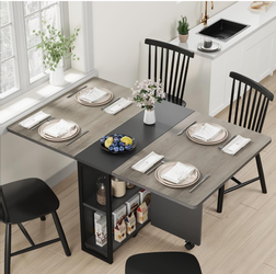 Space-Saving Folding Drop-Leaf Dining Table on Wheels