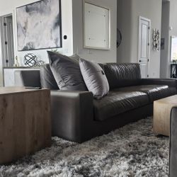 Like NEW Restoration Hardware Leather Sofa