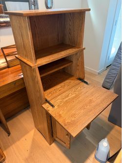Solid oak hutch with fold down writers desk